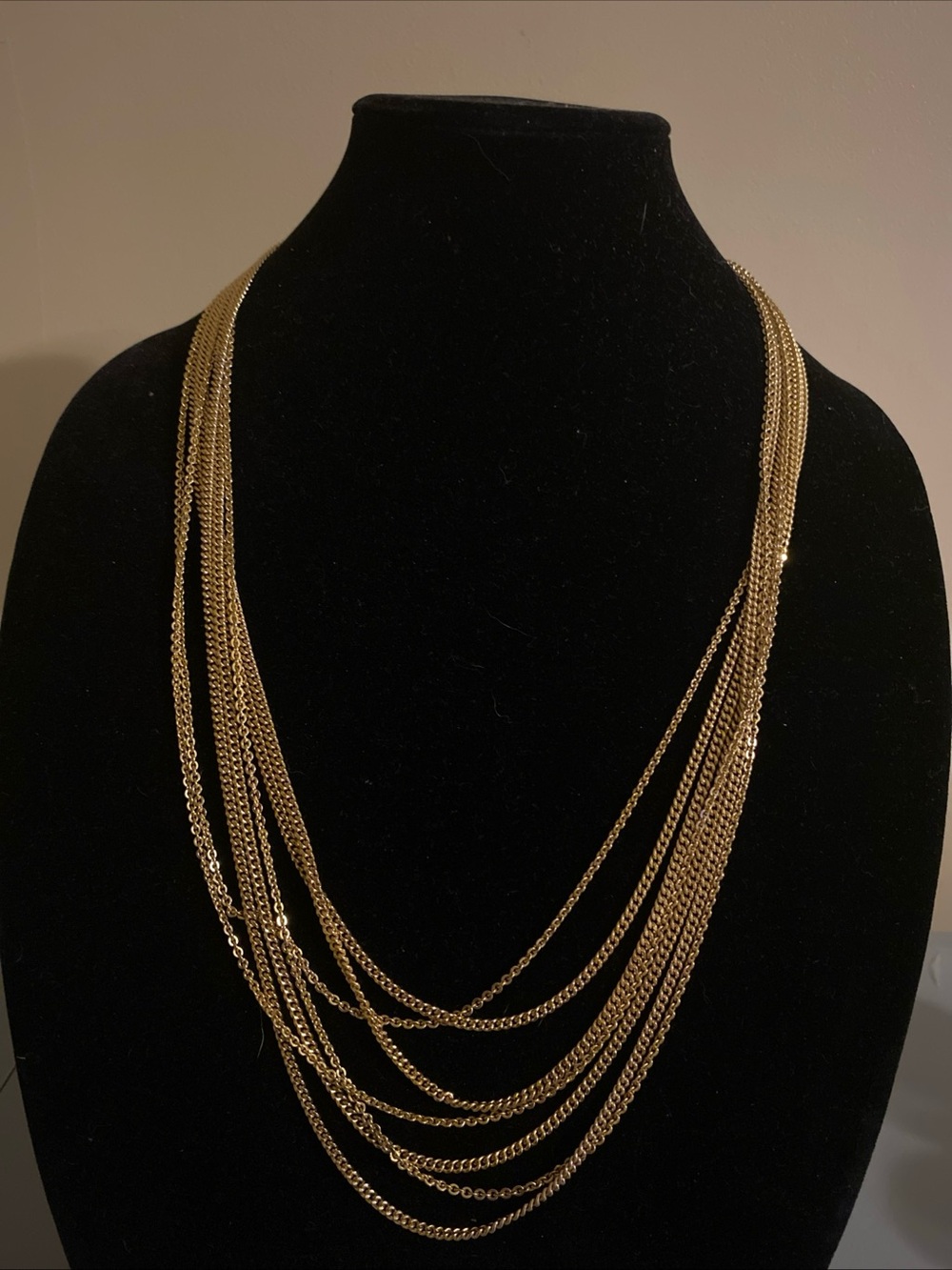 Vintage Crown Trifari Multi-Strand Gold Layered Necklace